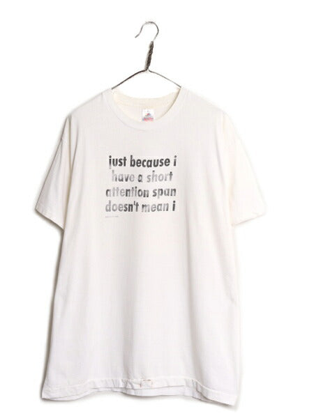 90s USA製 ジョーク メッセージ プリント Tシャツ メンズ XL / 90年代 オールド 当時物 大きいサイズ ヘビーウェイト シングルステッチ 白