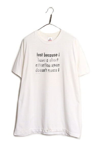 90s USA製 ジョーク メッセージ プリント Tシャツ メンズ XL / 90年代 オールド 当時物 大きいサイズ ヘビーウェイト シングルステッチ 白