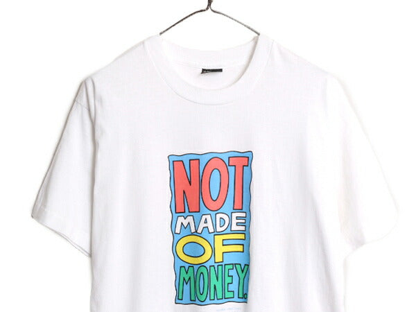 90s USA製 ジョーク メッセージ プリント Tシャツ メンズ XL / 古着 90年代 オールド 当時物 イラスト 大きいサイズ シングルステッチ 白