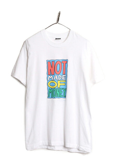 90s USA製 ジョーク メッセージ プリント Tシャツ メンズ XL / 古着 90年代 オールド 当時物 イラスト 大きいサイズ シングルステッチ 白