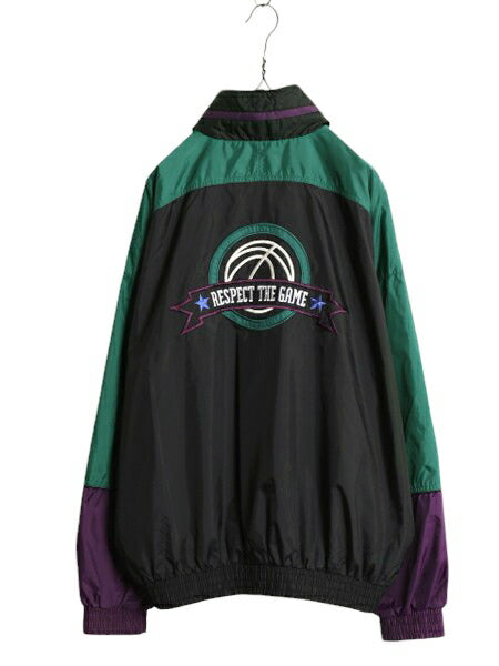 90s ナイキ RESPECT THE GAME フルジップ ナイロン ジャケット メンズ L / 90年代 初期 銀タグ オールド NIKE ウィンドブレーカー バスケ