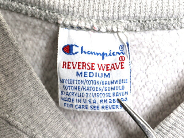 90s USA製 チャンピオン リバースウィーブ スナップ カーディガン メンズ M Champion 裏起毛 スウェット トレーナー スノーボード 刺繍 灰