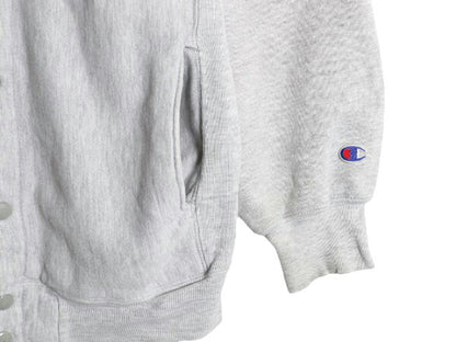 90s USA製 チャンピオン リバースウィーブ スナップ カーディガン メンズ M Champion 裏起毛 スウェット トレーナー スノーボード 刺繍 灰