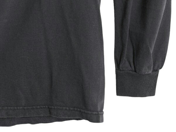 90s 00s キャラクター イラスト 3段 プリント 長袖 Tシャツ メンズ M 古着 90年代 00年代 オールド カレッジ タイプ ロンT 動物 ブラック