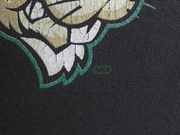 90s 00s キャラクター イラスト 3段 プリント 長袖 Tシャツ メンズ M 古着 90年代 00年代 オールド カレッジ タイプ ロンT 動物 ブラック