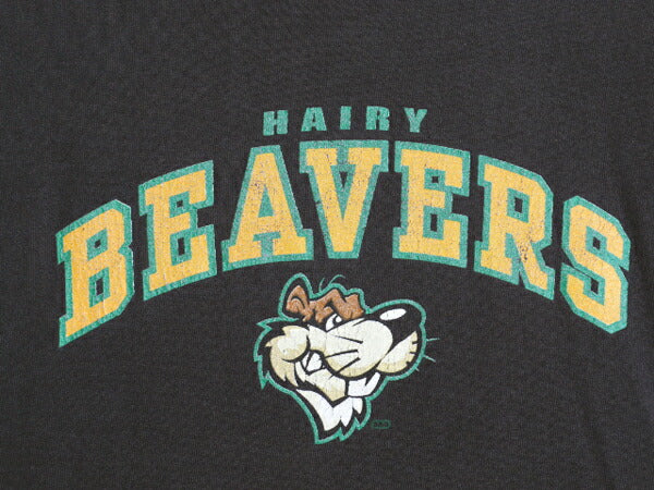 90s 00s キャラクター イラスト 3段 プリント 長袖 Tシャツ メンズ M 古着 90年代 00年代 オールド カレッジ タイプ ロンT 動物 ブラック