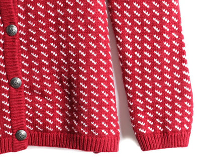 ■ エルエルビーン バーズアイ ニット カーディガン レディース L / 古着 LLBEAN LLビーン セーター コットン ウール ノルディック 前開き
