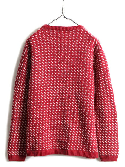 ■ エルエルビーン バーズアイ ニット カーディガン レディース L / 古着 LLBEAN LLビーン セーター コットン ウール ノルディック 前開き