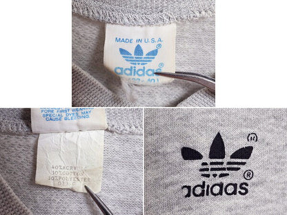 80s USA製 アディダス ヘンリーネック スウェット メンズ S レディース M ヴィンテージ adidas トレーナー トレフォイル プリント ツートン