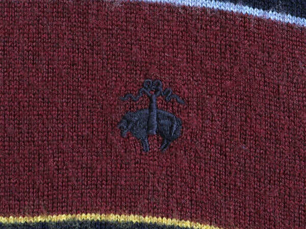 ブルックスブラザーズ ボーダー メリノ ウール ニット セーター メンズ M 古着 BROOKS BROTHERS クルーネック ワンポイント ロゴ刺繍 薄手