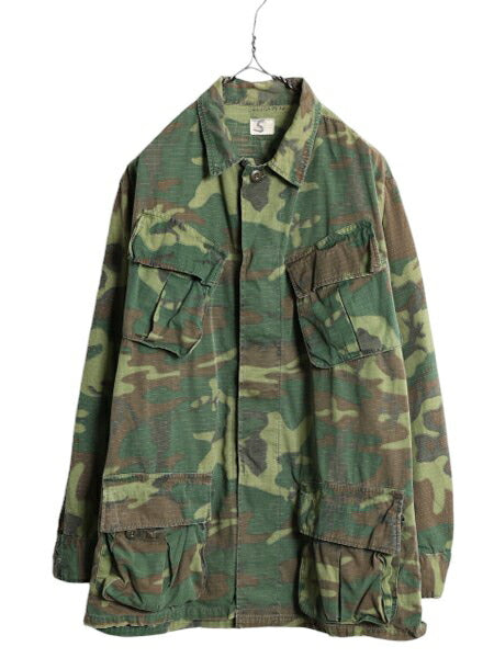 60s 68年製 米軍実物 US ARMY ジャングルファティーグ ジャケット SMALL REGULAR 古着 60年代 ヴィンテージ ERDL グリーンリーフ カモ 迷彩