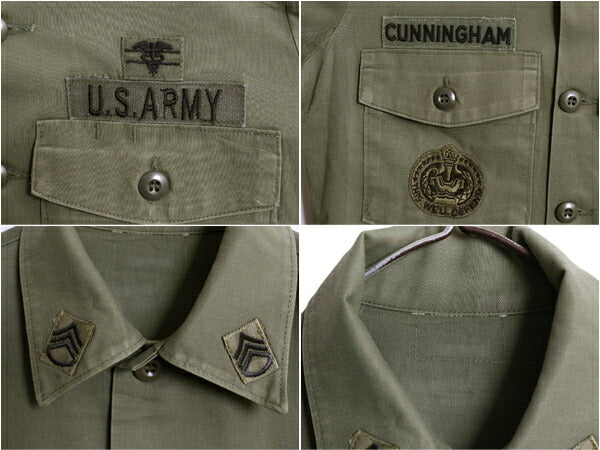 70s 80s 米軍実物 US ARMY ユーティリティ シャツ メンズ S 程 古着 70年代 80年代 ヴィンテージ ミリタリー 軍物 OG507 アーミー オリーブ