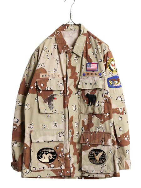 80s 90s US ARMY 米軍実物 デザート カモ BDU ミリタリー ジャケット メンズ L 程/ オールド ヴィンテージ チョコチップ 迷彩 6C カスタム