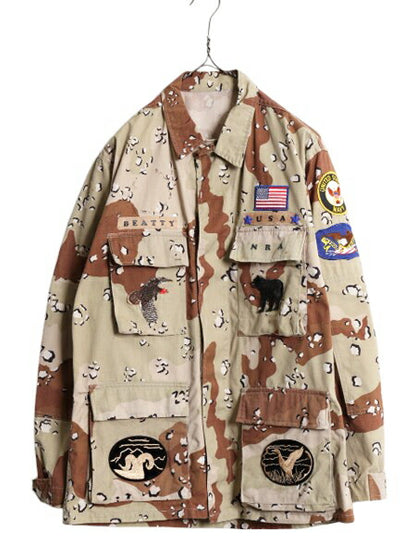 80s 90s US ARMY 米軍実物 デザート カモ BDU ミリタリー ジャケット メンズ L 程/ オールド ヴィンテージ チョコチップ 迷彩 6C カスタム