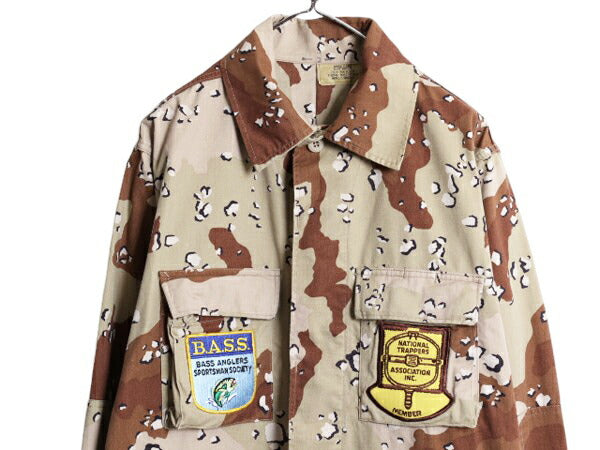 80s 86年製 US ARMY 米軍実物 デザート カモ BDU ミリタリー ジャケット MEDIUM X-LONG / 80年代 ヴィンテージ アーミー チョコチップ 6C