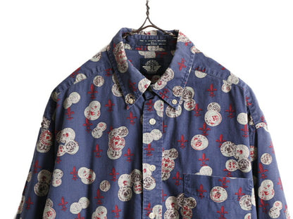 90s ドッカーズ リーバイス 総柄 長袖 ボタンダウン シャツ メンズ L / 90年代 オールド LEVIS DOCKERS 長袖シャツ ポケット付き コットン