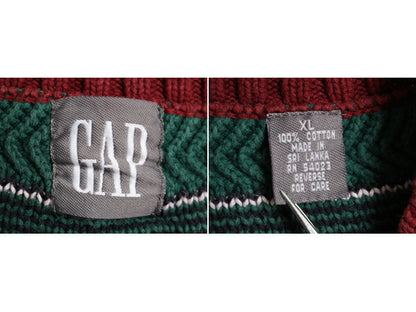 90s OLD GAP コットン チルデン ニット セーター メンズ XL 古着 90年代 オールド ギャップ Vネック ケーブル ヘビーウェイト 大きいサイズ