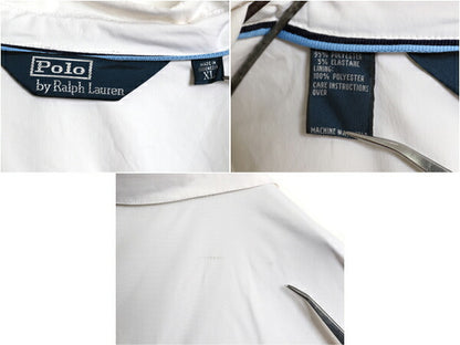 90s ポロ ラルフローレン スムース ナイロン 素材 スイングトップ ジャケット メンズ XL 古着 オールド ブルゾン フルジップ ストレッチ 白