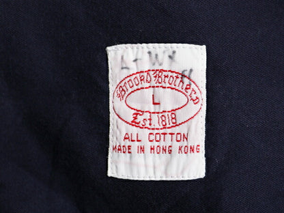 90s ブルックスブラザーズ 長袖 ボタンダウン シャツ メンズ L / 古着 90年代 オールド BROOKS BROTHERS 旧タグ コットン BD 無地 ネイビー