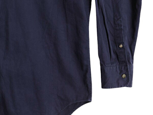 90s ブルックスブラザーズ 長袖 ボタンダウン シャツ メンズ L / 古着 90年代 オールド BROOKS BROTHERS 旧タグ コットン BD 無地 ネイビー