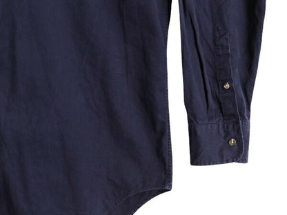 90s ブルックスブラザーズ 長袖 ボタンダウン シャツ メンズ L / 古着 90年代 オールド BROOKS BROTHERS 旧タグ コットン BD 無地 ネイビー