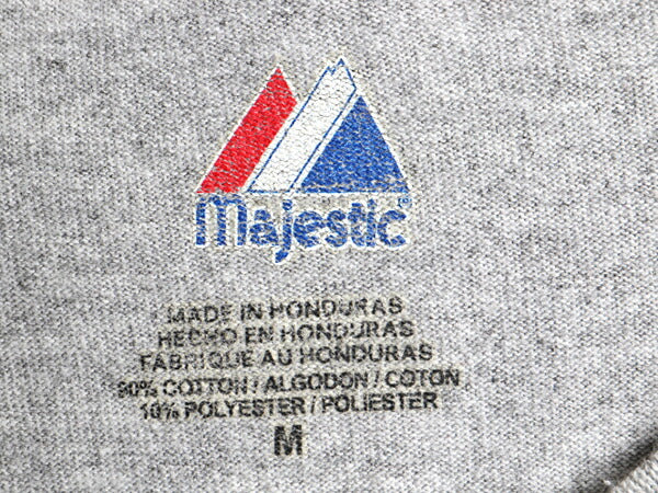 ■ MLB オフィシャル Majestic ニューヨーク メッツ プリント 半袖 Tシャツ ( メンズ M ) 古着 プリントTシャツ ロゴT メジャーリーグ 灰
