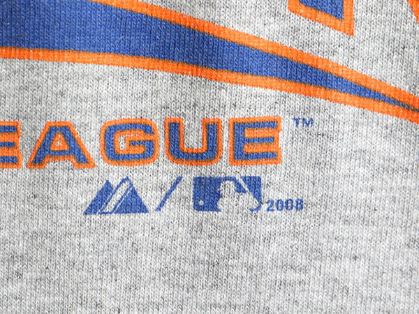 ■ MLB オフィシャル Majestic ニューヨーク メッツ プリント 半袖 Tシャツ ( メンズ M ) 古着 プリントTシャツ ロゴT メジャーリーグ 灰