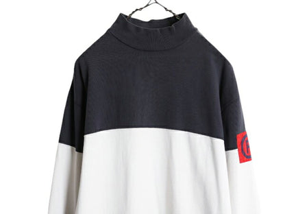 CP RL-93 90s 当時物 ラルフローレン モックネック 長袖 Tシャツ メンズ M 90年代 オールド ポロ ロンT ラガーシャツ 素材 ヘビーウェイト