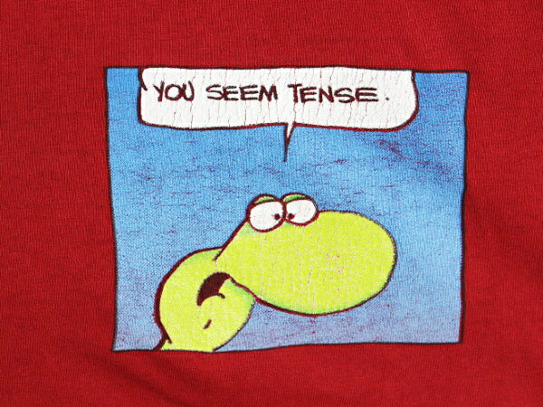 90s ヘビ キャラクター イラスト ジョーク プリント 長袖 Tシャツ メンズ L 90年代 オールド ロンT シングルステッチ スネーク メッセージ