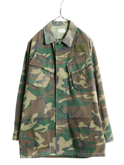 70s 70年製 米軍実物 US ARMY ジャングルファティーグ ジャケット SMALL REGULAR 70年代 ヴィンテージ ERDL ブラウンリーフ カモ 迷彩 軍物