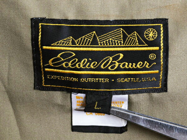 70s 80s エディバウアー フィッシング ベスト メンズ L 古着 70年代 80年代 ヴィンテージ EDDIE BAUER 黒タグ 重ね着 前開き ムートン 付き