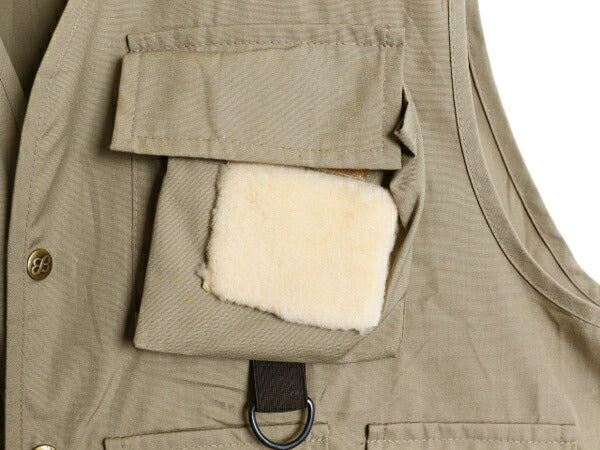 70s 80s エディバウアー フィッシング ベスト メンズ L 古着 70年代 80年代 ヴィンテージ EDDIE BAUER 黒タグ 重ね着 前開き ムートン 付き
