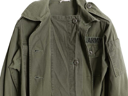 60s 70s 米軍実物 US ARMY リップストップ ユーティリティ シャツ 10 レディース M 程 60年代 70年代 ヴィンテージ アーミー ジャケット 緑