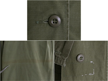 60s 70s 米軍実物 US ARMY リップストップ ユーティリティ シャツ 10 レディース M 程 60年代 70年代 ヴィンテージ アーミー ジャケット 緑