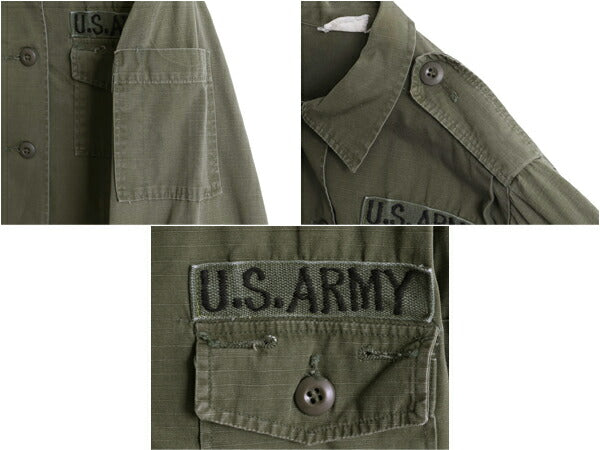 60s 70s 米軍実物 US ARMY リップストップ ユーティリティ シャツ 10 レディース M 程 60年代 70年代 ヴィンテージ アーミー ジャケット 緑