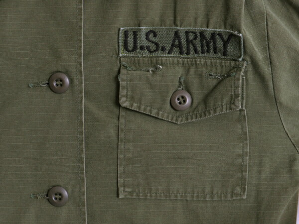 60s 70s 米軍実物 US ARMY リップストップ ユーティリティ シャツ 10 レディース M 程 60年代 70年代 ヴィンテージ アーミー ジャケット 緑