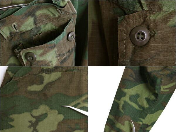 60s 69年製 米軍実物 US ARMY ジャングルファティーグ ジャケット X-SMALL REGULAR / 60年代 ヴィンテージ ERDL グリーンリーフ カモ 迷彩