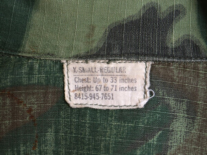 60s 69年製 米軍実物 US ARMY ジャングルファティーグ ジャケット X-SMALL REGULAR / 60年代 ヴィンテージ ERDL グリーンリーフ カモ 迷彩