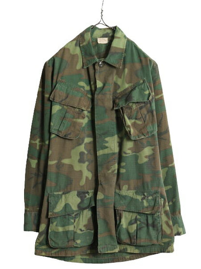 60s 69年製 米軍実物 US ARMY ジャングルファティーグ ジャケット X-SMALL REGULAR / 60年代 ヴィンテージ ERDL グリーンリーフ カモ 迷彩