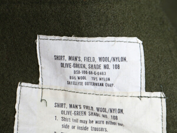 60s 68年製 US ARMY 米軍実物 フィールド ウール 長袖 シャツ SMALL / 古着 60年代 ヴィンテージ ミリタリー OG-108 アーミー CPO オリーブ
