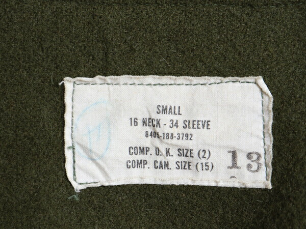 60s 68年製 US ARMY 米軍実物 フィールド ウール 長袖 シャツ SMALL / 古着 60年代 ヴィンテージ ミリタリー OG-108 アーミー CPO オリーブ