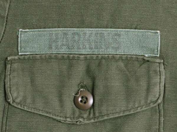 70s 74年製 米軍実物 US ARMY コットン サテン ユーティリティ シャツ M 程 古着 70年代 ヴィンテージ ミリタリー 軍物 シャツ袖 4th OG107