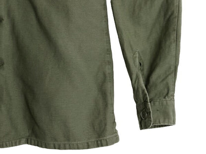 70s 74年製 米軍実物 US ARMY コットン サテン ユーティリティ シャツ M 程 古着 70年代 ヴィンテージ ミリタリー 軍物 シャツ袖 4th OG107