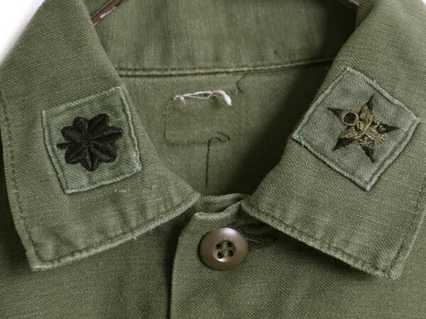 70s 74年製 米軍実物 US ARMY コットン サテン ユーティリティ シャツ M 程 古着 70年代 ヴィンテージ ミリタリー 軍物 シャツ袖 4th OG107