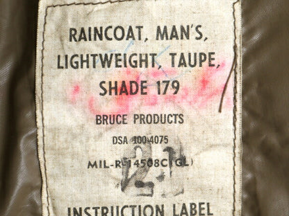 60s 米軍実物 US ARMY TAUPE ライトウェイト ナイロン レイン コート メンズ S 程/ 60年代 ヴィンテージ ミリタリー トレンチコート ロング