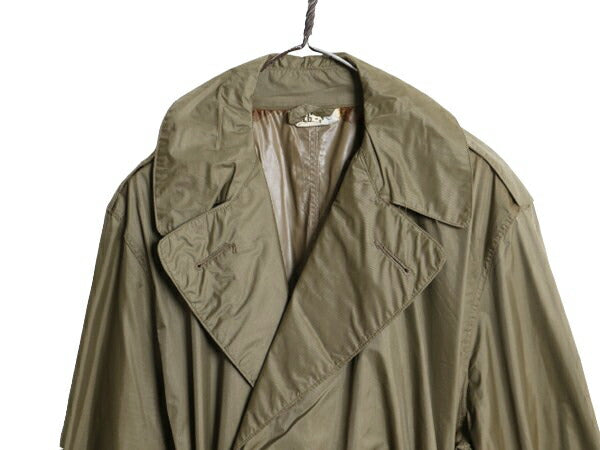 60s 米軍実物 US ARMY TAUPE ライトウェイト ナイロン レイン コート メンズ S 程/ 60年代 ヴィンテージ ミリタリー トレンチコート ロング