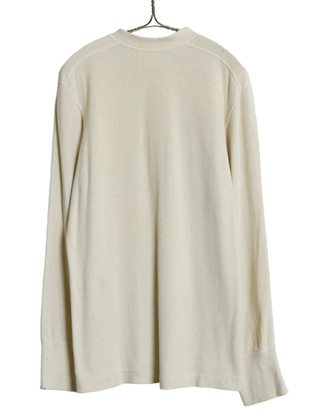 60s 米軍実物 US ARMY ヘンリーネック アンダーシャツ メンズ M / 68年製 ヴィンテージ 長袖 Tシャツ サーマル リブ編み ロンT ナチュラル