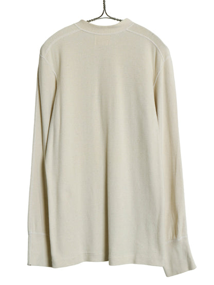 60s 米軍実物 US ARMY ヘンリーネック アンダーシャツ メンズ M / 68年製 ヴィンテージ 長袖 Tシャツ サーマル リブ編み ロンT ナチュラル