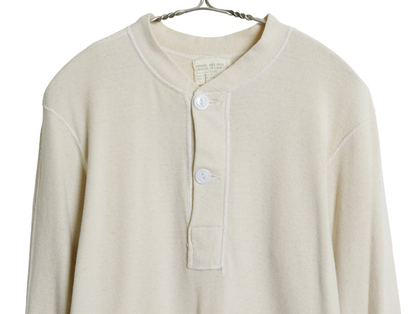 60s 米軍実物 US ARMY ヘンリーネック アンダーシャツ メンズ M / 68年製 ヴィンテージ 長袖 Tシャツ サーマル リブ編み ロンT ナチュラル