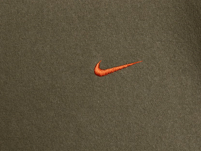 00s USA製 ナイキ スモール スウッシュ 刺繍 スウェット メンズ L / オールド ワンポイント 当時物 無地 トレーナー クルーネック カーキ
